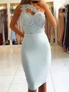 Sheath/Column One Shoulder Stretch Crepe Knee-length Beading Short Prom Dresses #Favs020107189