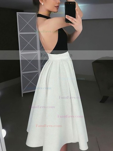 A-line Halter Satin Knee-length Short Prom Dresses #Favs020107193