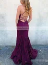 Trumpet/Mermaid V-neck Lace Sweep Train Beading Prom Dresses #Favs020107199