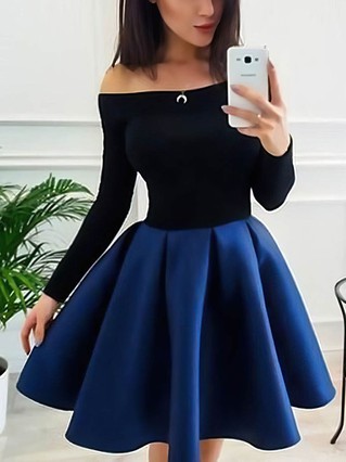 A-line Off-the-shoulder Satin Short/Mini Short Prom Dresses #Favs020107205 A-line Off-the-shoulder Satin Short/Mini Short Prom Dresses #Favs020107205