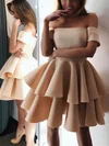 A-line Off-the-shoulder Stretch Crepe Short/Mini Tiered Short Prom Dresses #Favs020107207