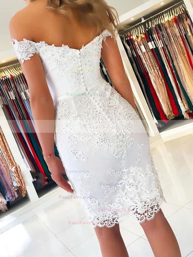 Sheath/Column Off-the-shoulder Tulle Short/Mini Beading Short Prom Dresses #Favs020107208