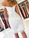 Sheath/Column Off-the-shoulder Tulle Short/Mini Beading Prom Dresses #Favs020107208