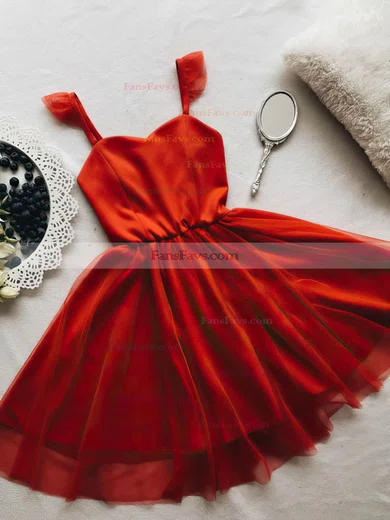 A-line V-neck Tulle Stretch Crepe Short/Mini Short Prom Dresses #Favs020107209