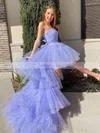 A-line Strapless Glitter Asymmetrical Tiered Prom Dresses #Favs020107210