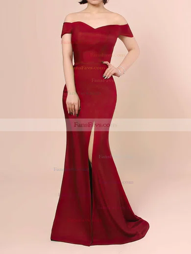 Trumpet/Mermaid Off-the-shoulder Stretch Crepe Sweep Train Split Front Prom Dresses #Favs020103671