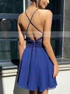A-line Scoop Neck Chiffon Short/Mini Beading Short Prom Dresses #Favs020107237