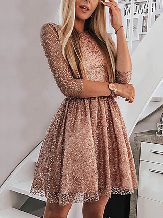 A-line Scoop Neck Glitter Short/Mini Sashes / Ribbons Short Prom Dresses #Favs020107238 A-line Scoop Neck Glitter Short/Mini Sashes / Ribbons Short Prom Dresses #Favs020107238