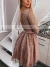 A-line Scoop Neck Glitter Short/Mini Sashes / Ribbons Prom Dresses #Favs020107238