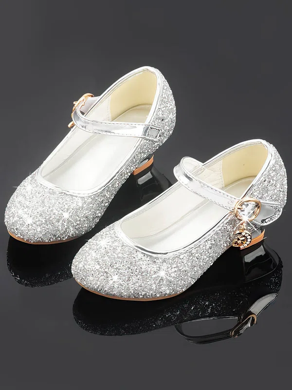 Kids' Closed Toe PVC Crystal Low Heel Girl Shoes #Favs03031491