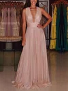 A-line V-neck Chiffon Floor-length Ruffles Prom Dresses #Favs020103692