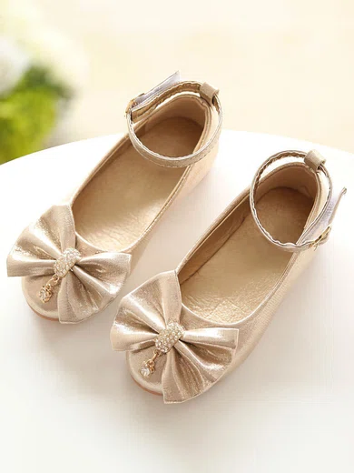 Kids' Closed Toe PVC Bowknot Flat Heel Girl Shoes #Favs03031494