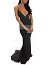 Sheath/Column V-neck Jersey Sweep Train Prom Dresses #Favs020103703