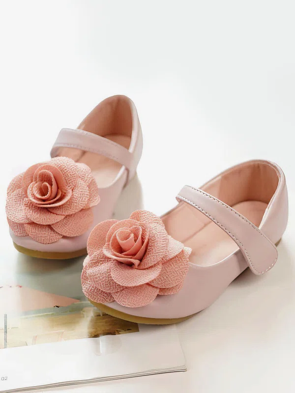 Kids' Closed Toe PVC Flower Flat Heel Girl Shoes #Favs03031505