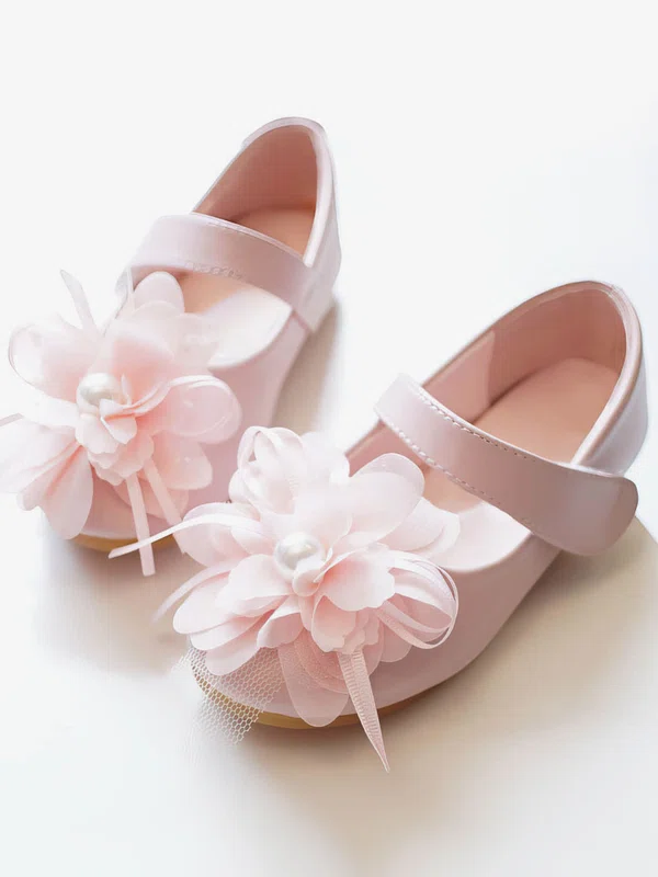 Kids' Closed Toe PVC Flower Flat Heel Girl Shoes #Favs03031506