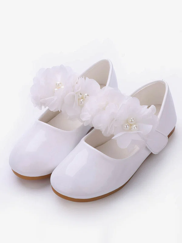 Kids' Closed Toe PVC Flower Flat Heel Girl Shoes #Favs03031509