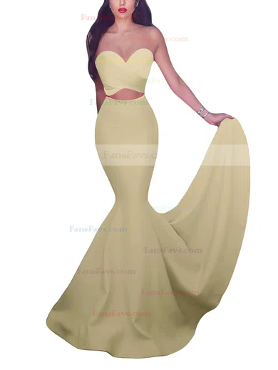 Trumpet/Mermaid Stretch Crepe Sweep Train Ruffles Prom Dresses #Favs020103768