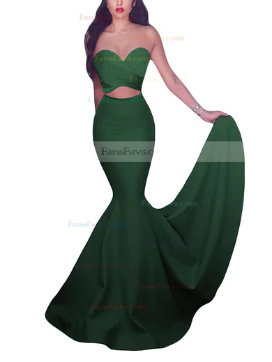 Trumpet/Mermaid Stretch Crepe Sweep Train Ruffles Prom Dresses #Favs020103768