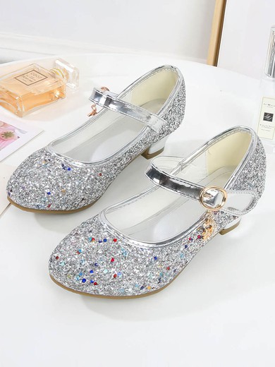 Kids' Closed Toe Sparkling Glitter Buckle Flat Heel Girl Shoes #Favs03031535