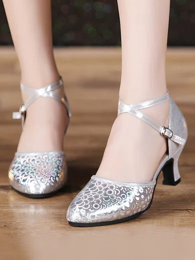 Women's Closed Toe PVC Buckle Kitten Heel Dance Shoes #Favs03031073