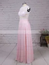 A-line Scoop Neck Lace Chiffon Floor-length Beading Prom Dresses #Favs020103784
