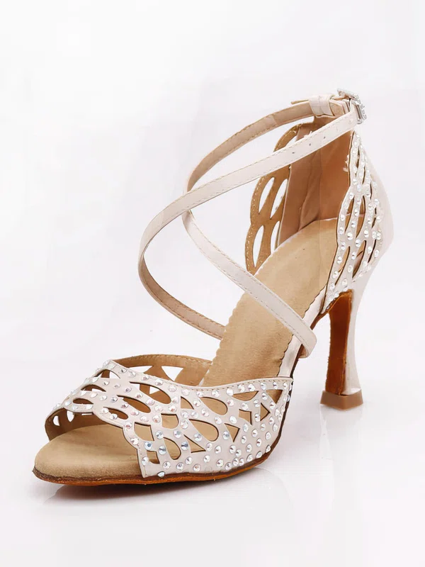 Women's Sandals Satin Crystal Stiletto Heel Dance Shoes #Favs03031093