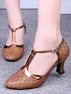 Women's Closed Toe PVC Sequin Kitten Heel Dance Shoes #Favs03031212