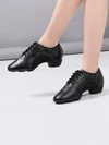 Women's Closed Toe Real Leather Flat Heel Dance Shoes #Favs03031221