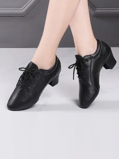 Women's Closed Toe Real Leather Flat Heel Dance Shoes #Favs03031223