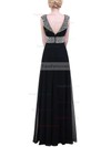 A-line V-neck Chiffon Floor-length Beading Prom Dresses #Favs020104155