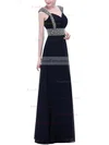 A-line V-neck Chiffon Floor-length Beading Prom Dresses #Favs020104155