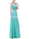 A-line V-neck Chiffon Floor-length Beading Prom Dresses #Favs020104155