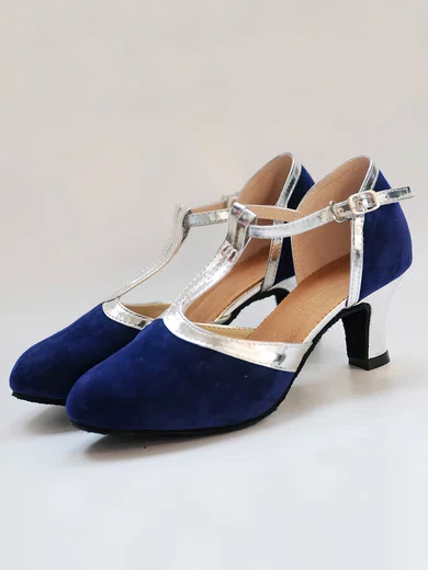 Women's Closed Toe Velvet Buckle Kitten Heel Dance Shoes #Favs03031236