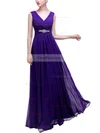A-line V-neck Chiffon Floor-length Ruffles Prom Dresses #Favs020104156