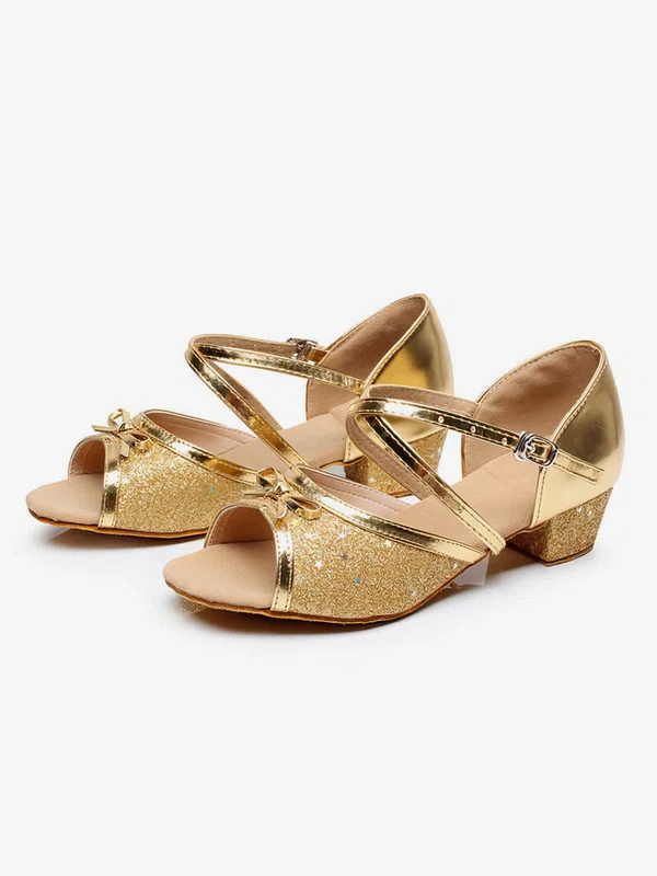 Kids' Peep Toe Sparkling Glitter Sequin Flat Heel Dance Shoes #Favs03031243