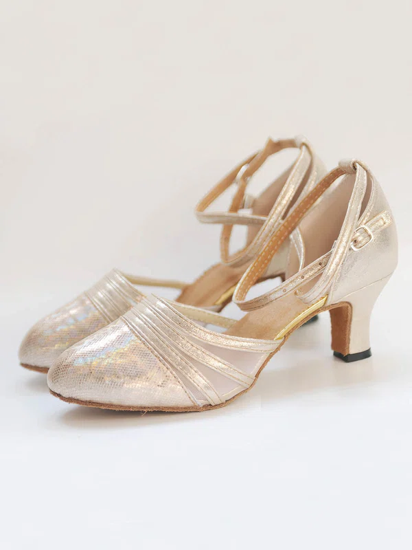 Women's Closed Toe Sparkling Glitter Buckle Kitten Heel Dance Shoes #Favs03031245