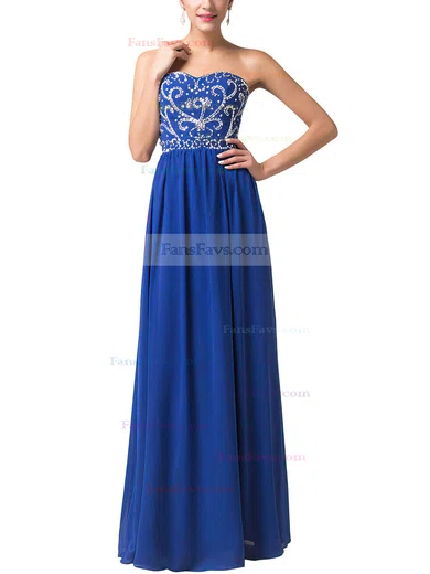 A-line Sweetheart Chiffon Floor-length Beading Prom Dresses #Favs020104157
