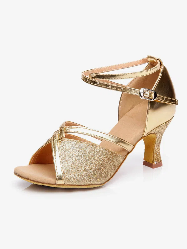 Women's Sandals Sparkling Glitter Kitten Heel Dance Shoes #Favs03031255