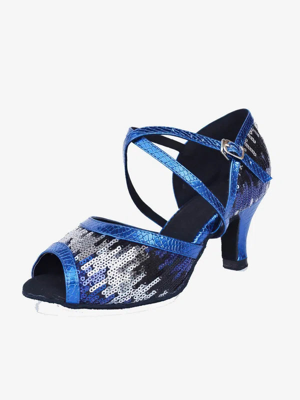 Women's Sandals PVC Sequin Kitten Heel Dance Shoes #Favs03031279