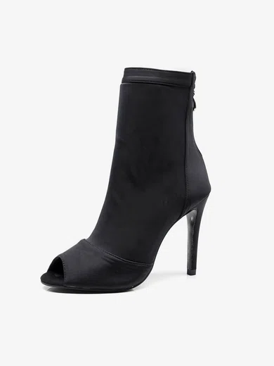 Women's Peep Toe Satin Zipper Stiletto Heel Dance Shoes #Favs03031299