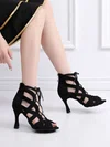 Women's Peep Toe Velvet Zipper Kitten Heel Dance Shoes #Favs03031305