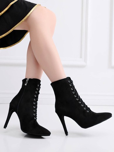 Women's Closed Toe Velvet Zipper Stiletto Heel Dance Shoes #Favs03031309