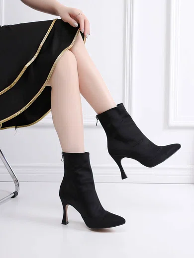 Women's Closed Toe Velvet Zipper Stiletto Heel Dance Shoes #Favs03031310