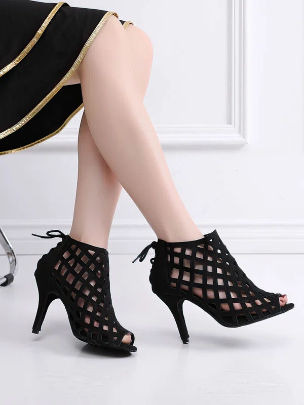 Women's Peep Toe Velvet Zipper Stiletto Heel Dance Shoes #Favs03031313