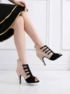 Women's Peep Toe Velvet Zipper Stiletto Heel Dance Shoes #Favs03031315