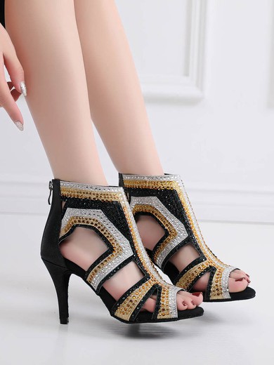 Women's Peep Toe PVC Zipper Stiletto Heel Dance Shoes #Favs03031321