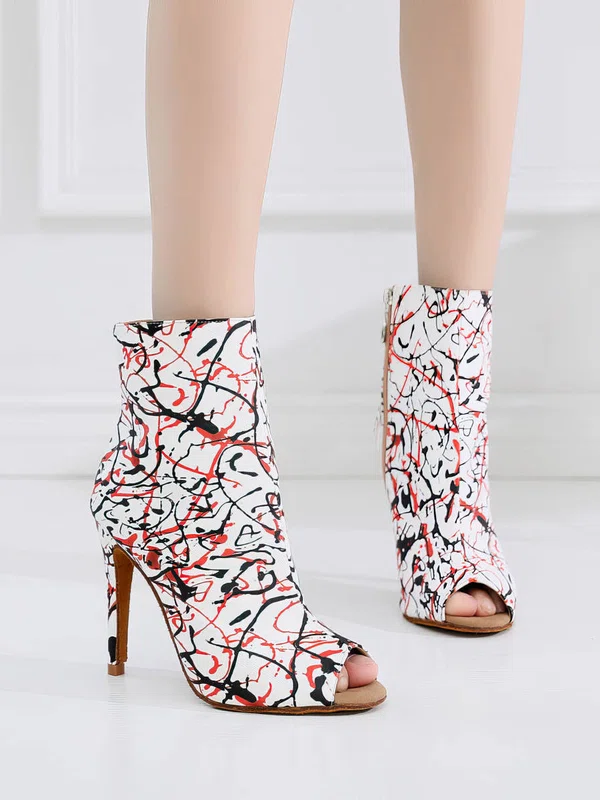 Women's Peep Toe Leatherette Zipper Stiletto Heel Dance Shoes #Favs03031330