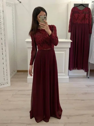 A-line Scalloped Neck Chiffon Sweep Train Appliques Lace Prom Dresses #Favs020107266 A-line Scalloped Neck Chiffon Sweep Train Appliques Lace Prom Dresses #Favs020107266