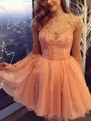 A-line Scoop Neck Chiffon Short/Mini Appliques Lace Short Prom Dresses #Favs020107271