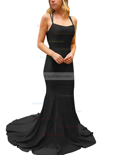 Trumpet/Mermaid Square Neckline Silk-like Satin Sweep Train Prom Dresses #Favs020107308